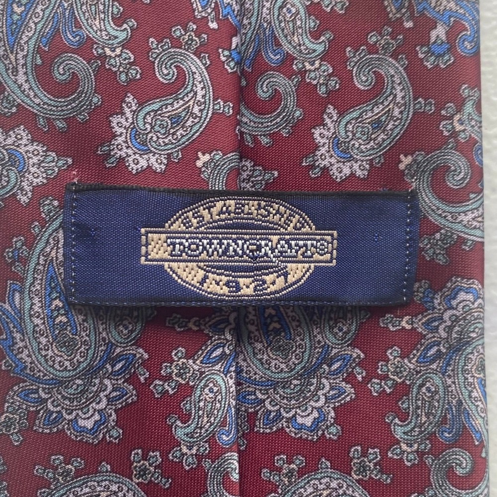 TOWNCRAFT‎ Executive Collection Tie Mens Burgundy Paisley Classic Dress 56x3.5 - Picture 4 of 5